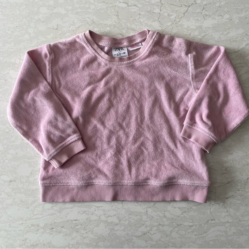 Zara Baby Girl Pink Terrycloth Sweatshirt Size 18-24 Months